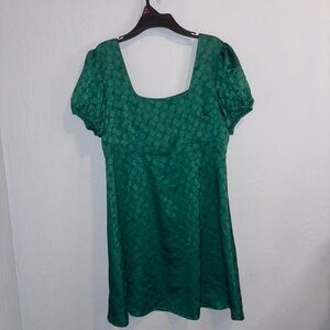 Elegant Green Puff Sleeve Dress